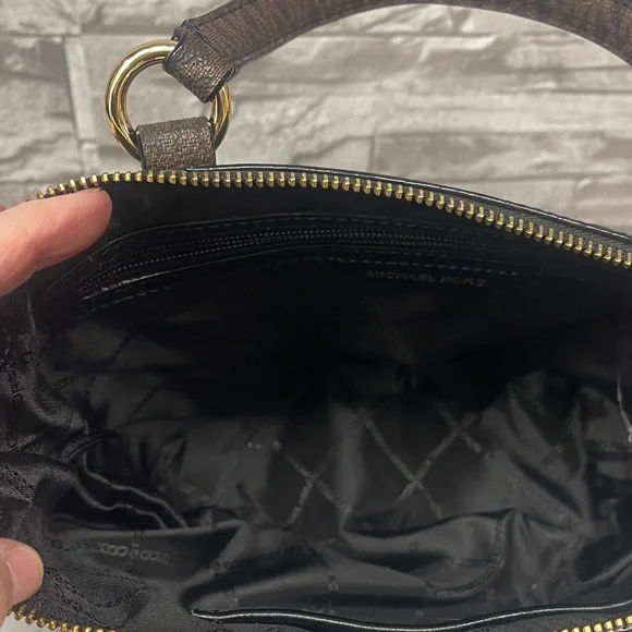 Michael Kors Sullivan Patent Leather Black and Brown Satchel Crossbody & Wallet - Picture 8 of 14